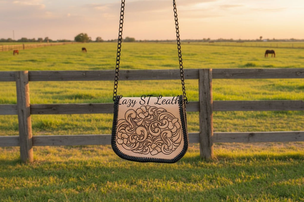 Black tooled steer LV purse