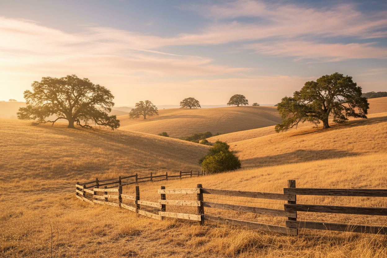 Dry California Ranch with Oak Trees