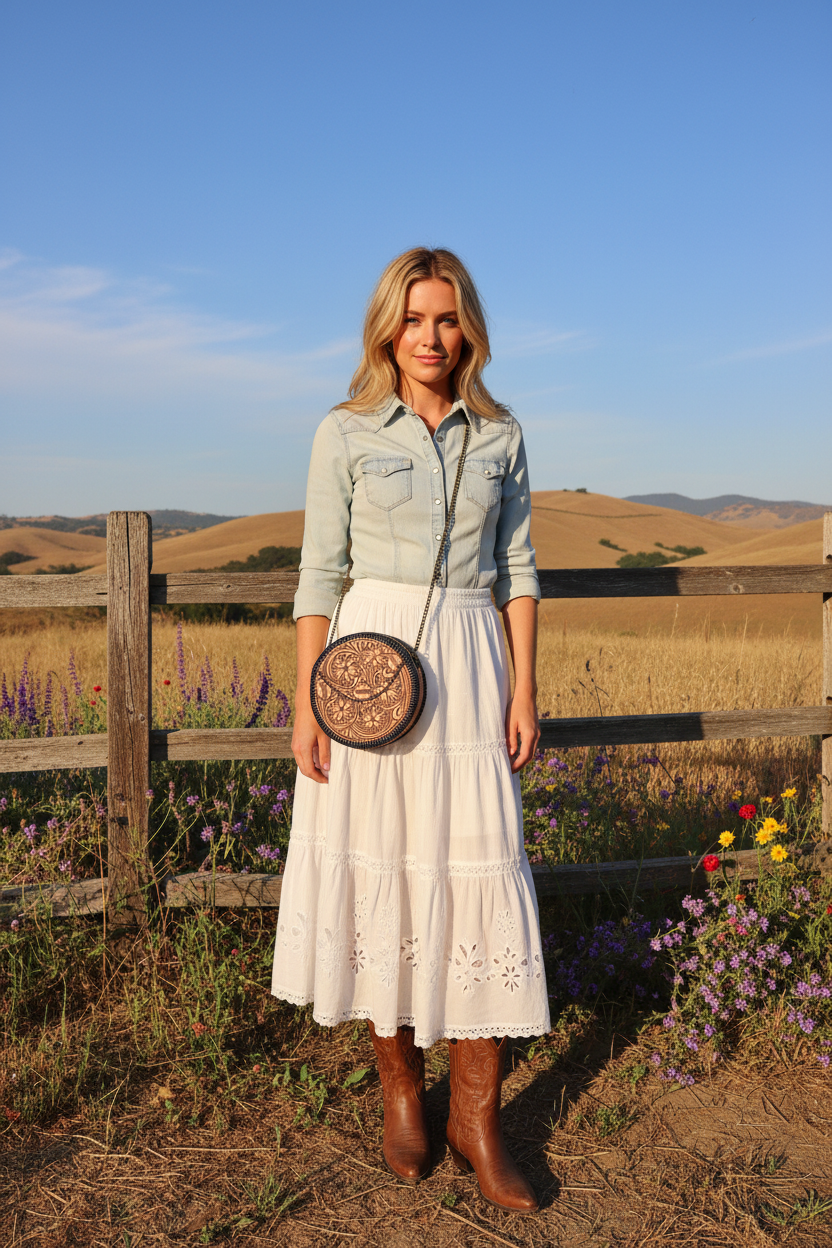 Navy Blue Canteen Purse - Blonde Model