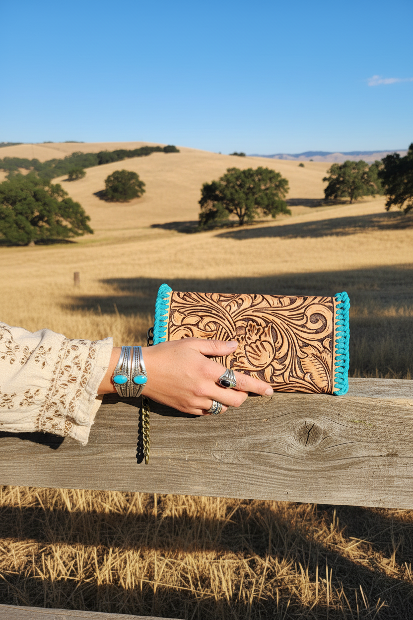 Turquoise Clutch Lifestyle Shot